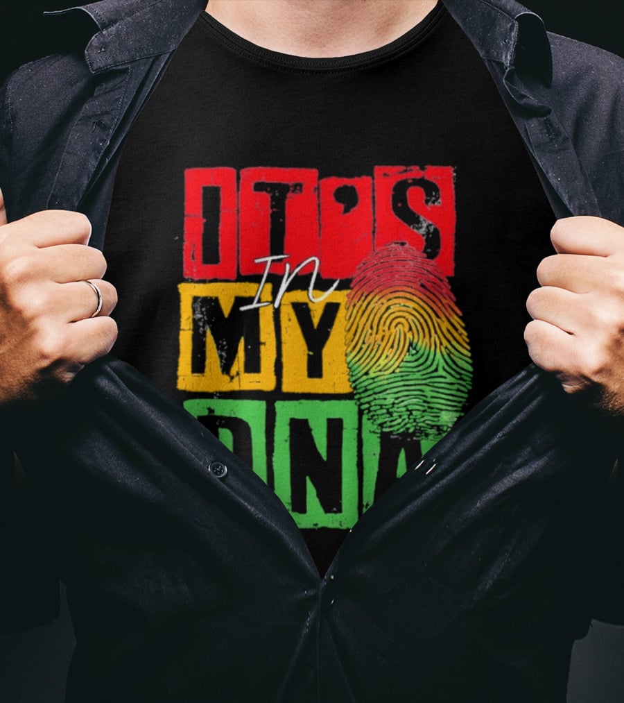 Juneteenth Black Queen It's In My DNA Fingerprint Red Yellow Green T-Shirt
