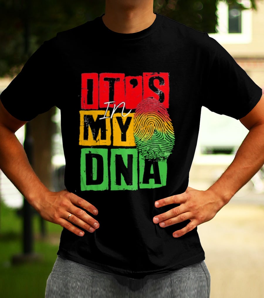 Juneteenth Black Queen It's In My DNA Fingerprint Red Yellow Green T-Shirt