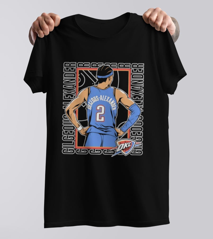 Shai Gilgeous Alexander Oklahoma City Thunder Number 2 Player Pose Repeat T-Shirt