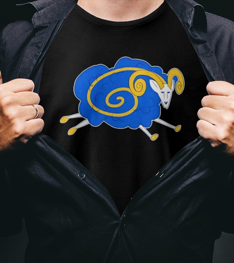 Los Angeles Rams Cursed Spiral Blue Sheep T-Shirt