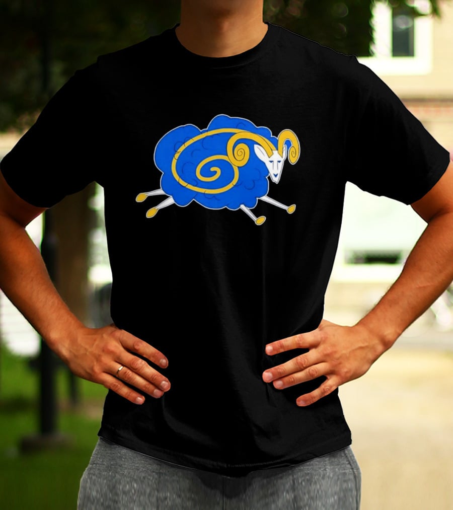 Los Angeles Rams Cursed Spiral Blue Sheep T-Shirt