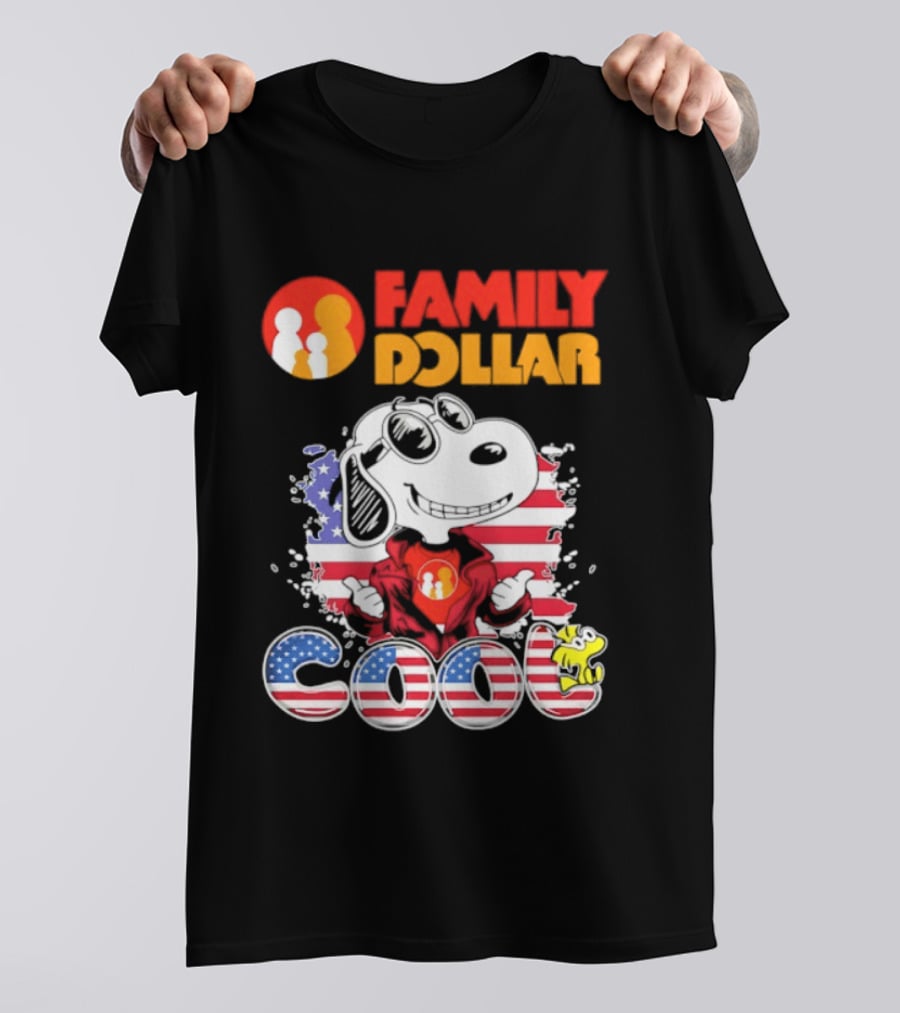 Family Dollar Snoopy I Love Cool Woodstock American Flag T-Shirt