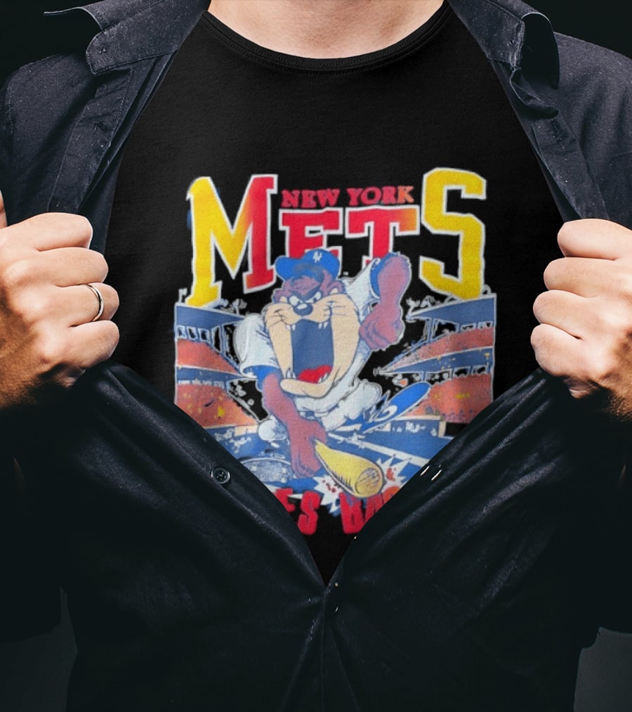 New York Mets Taz Does Baseball Stadium Scene T-Shirt