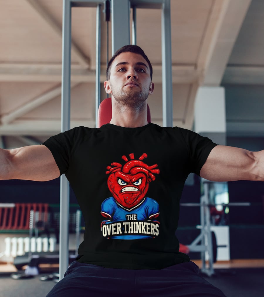 The Overthinkers Varsity Angry Heart Bold Red Blue T-Shirt