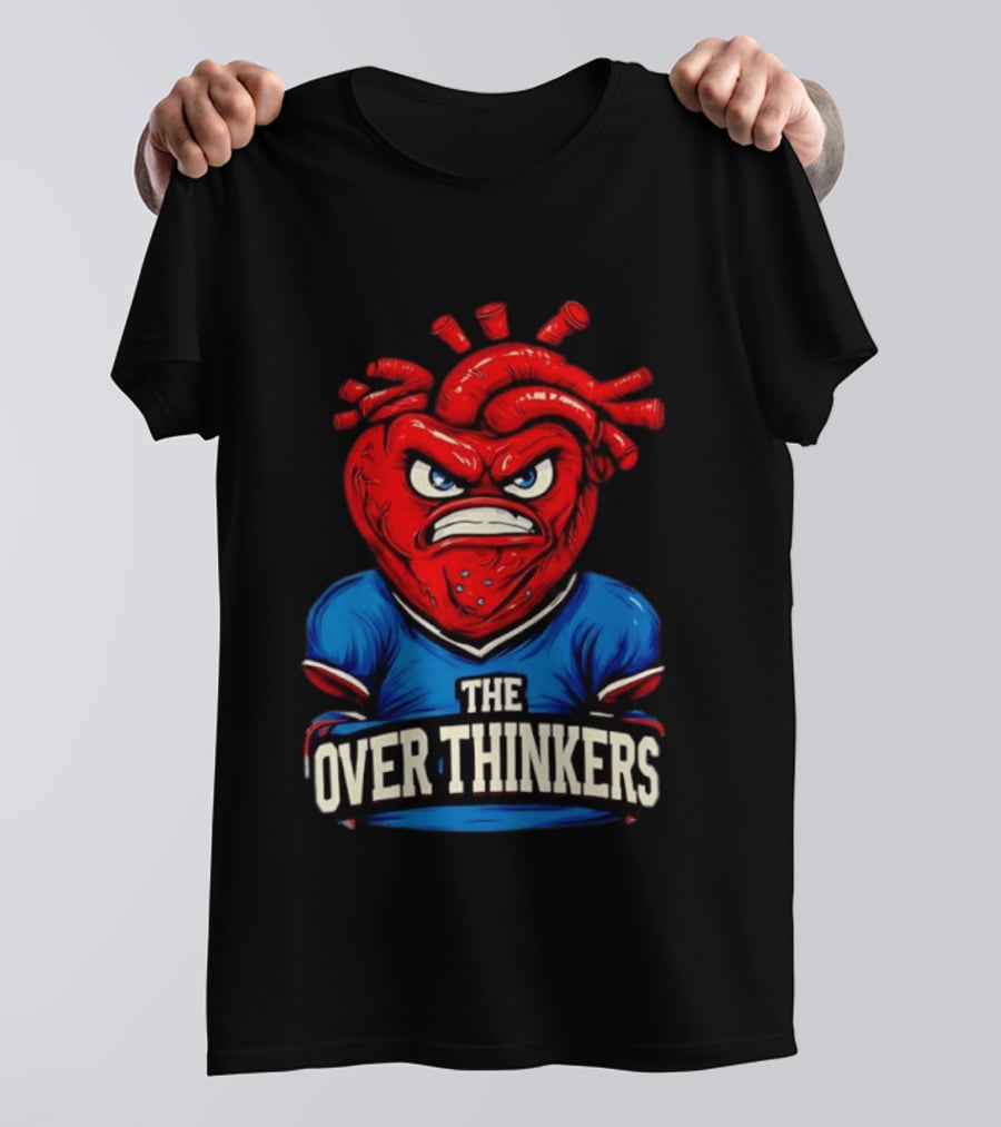 The Overthinkers Varsity Angry Heart Bold Red Blue T-Shirt