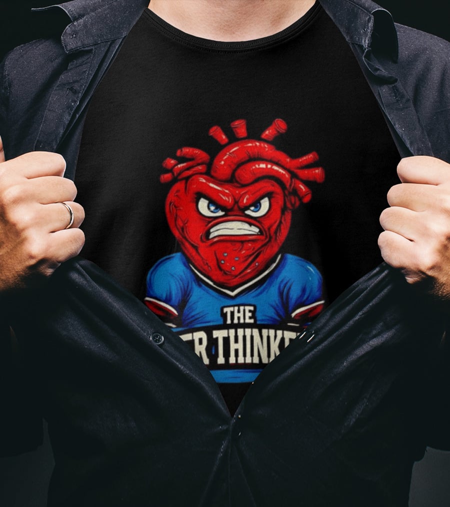 The Overthinkers Varsity Angry Heart Bold Red Blue T-Shirt