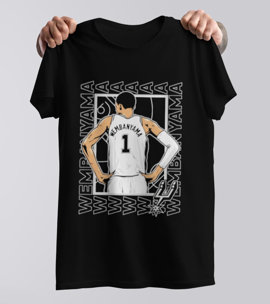 Wembanyama Spurs Number 1 Pose San Antonio Repeated Name T-Shirt
