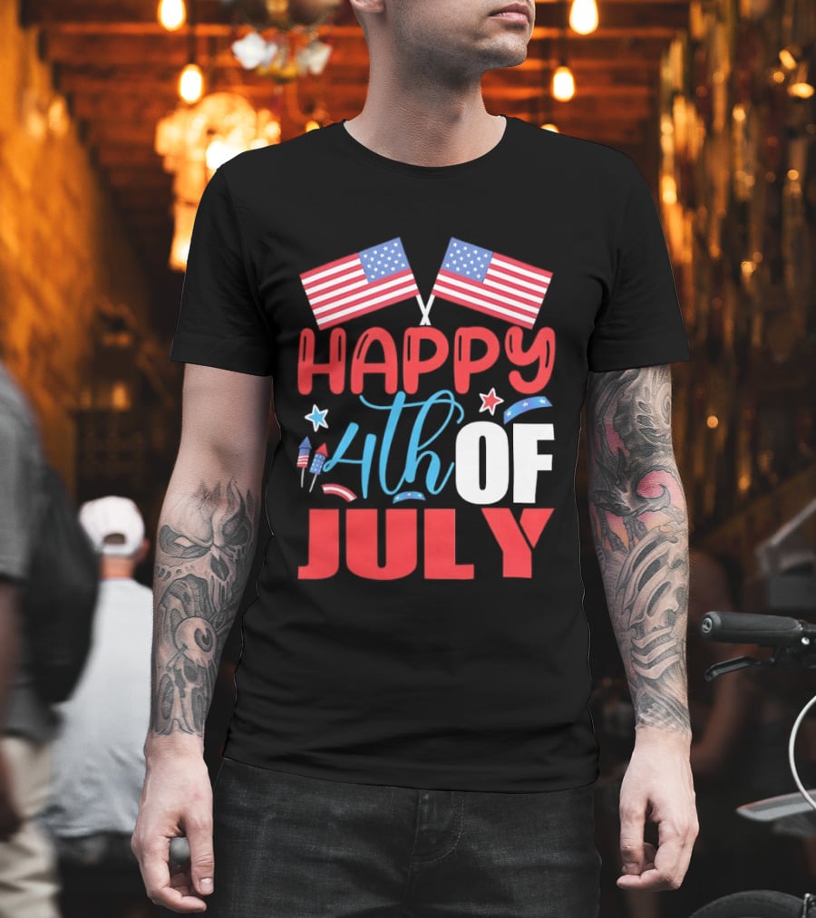 American Independence Day Happy 4th Of July USA Flags Celebration T-Shirt