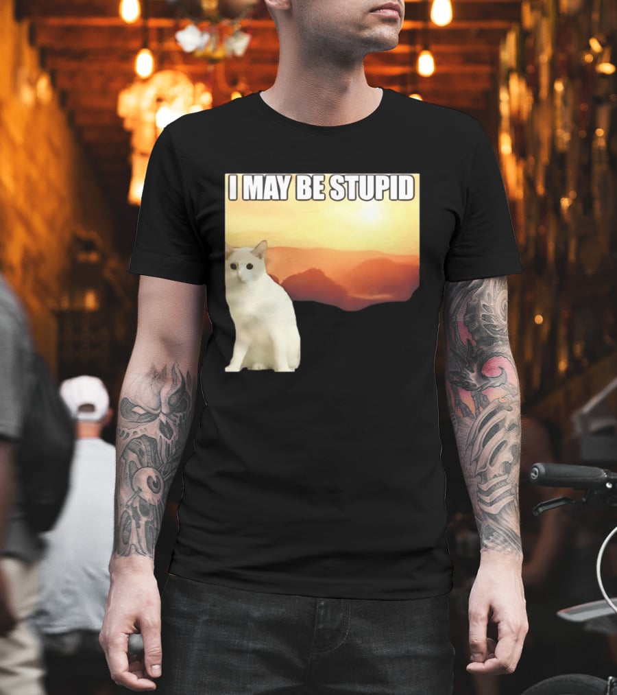 I May Be Stupid Cat With Sunrise T-Shirt