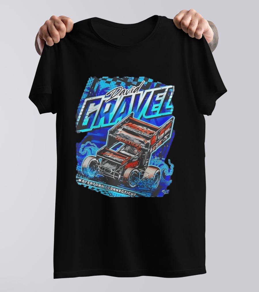 David Gravel Racing Blue Wave Watertown Connecticut Sprint Car T-Shirt