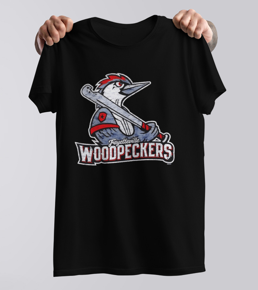 Fayetteville Woodpeckers Baseball Team Mascot Bat MLB T-Shirt