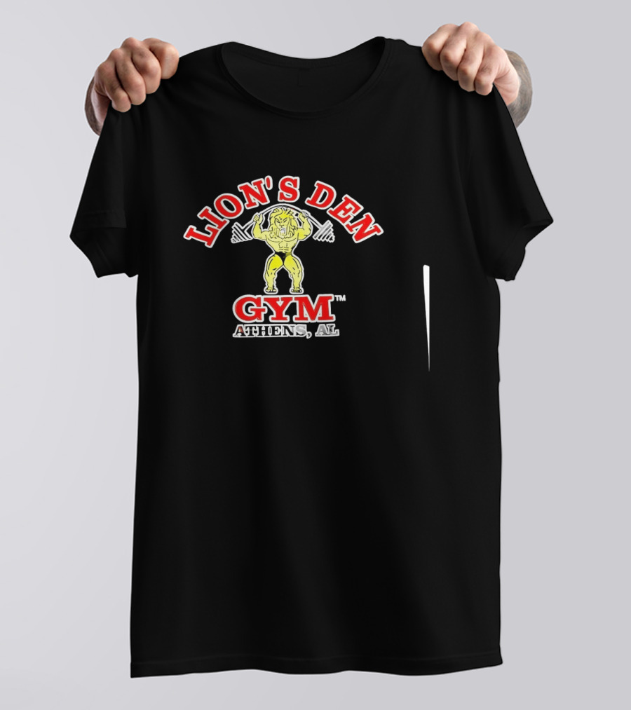 Lion's Den Gym Athens Alabama Fitness Center Weightlifting Lion T-Shirt