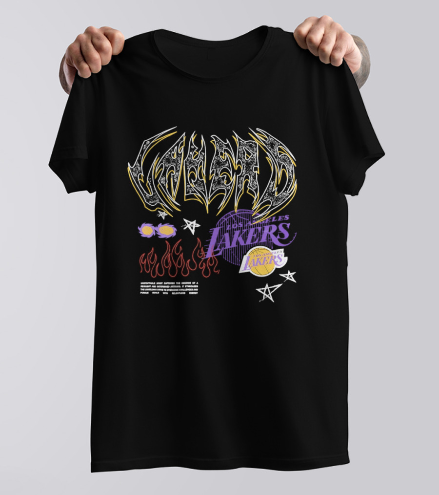 Los Angeles Lakers Unstoppable Spirit Essence Resilient Energy Dynamic Flames Stars Purple Vibes T-Shirt