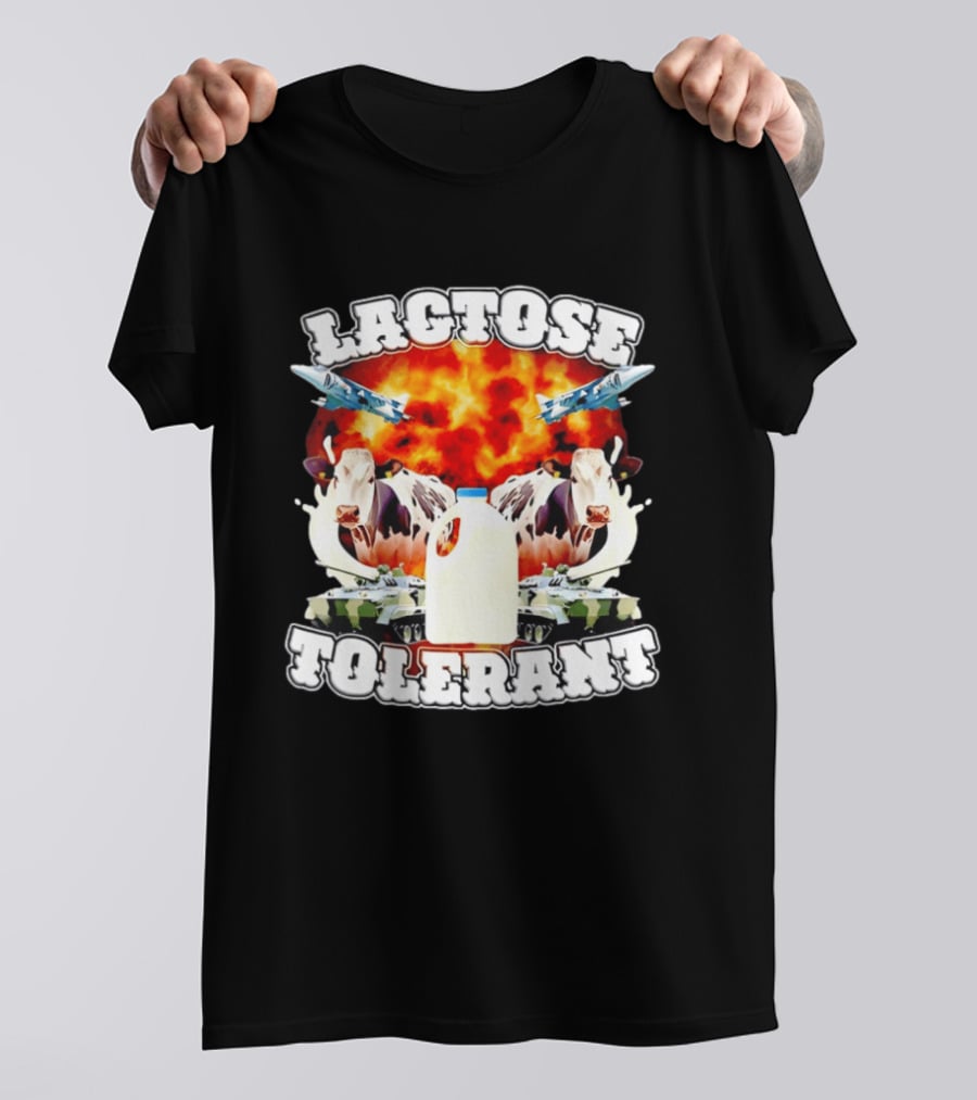Lactose Tolerant Milk Cow Conflict With Military Jets And Tanks Explosion T-Shirt