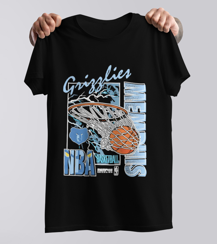 Grizzlies Memphis Basketball NBA Bear Logo And Hoop T-Shirt