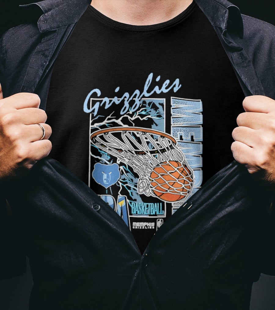 Grizzlies Memphis Basketball NBA Bear Logo And Hoop T-Shirt