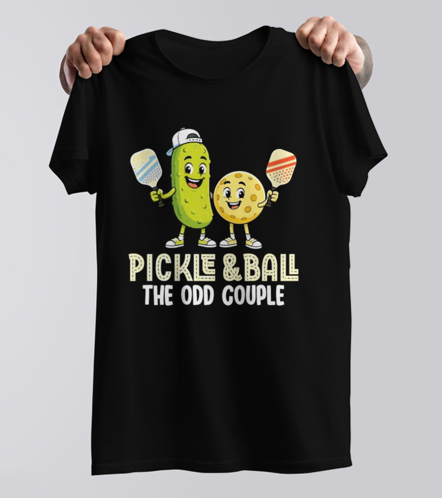 Pickleball Pickle And Ball The Odd Couple Pickle & Ball Paddle Fun T-Shirt