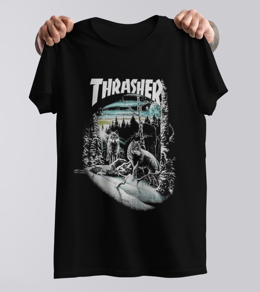 Thrasher 13 Wolves Forest Scene T-Shirt