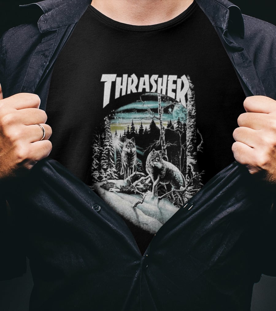 Thrasher 13 Wolves Forest Scene T-Shirt