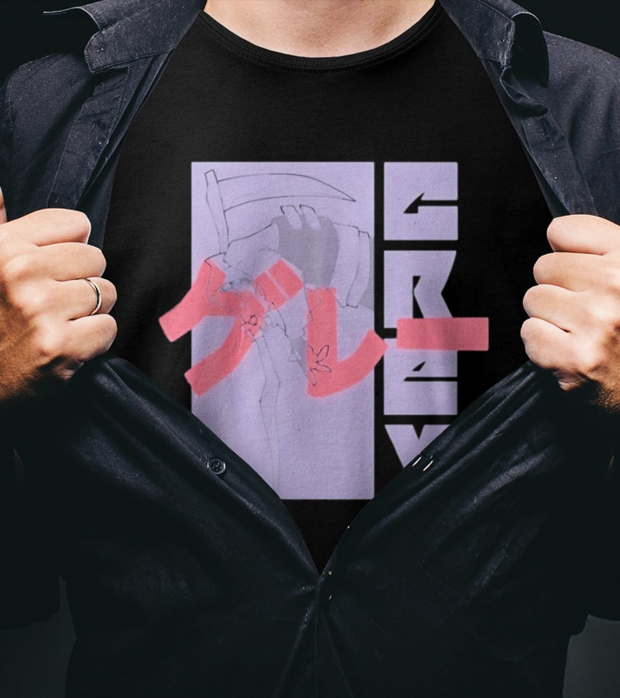 Grim Reaper Grey Japanese Kanji T-Shirt