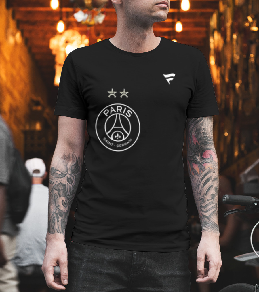 Paris Saint Germain Back To Back Stars Signatures 2 Sided Paris Logo Two Stars T-Shirt