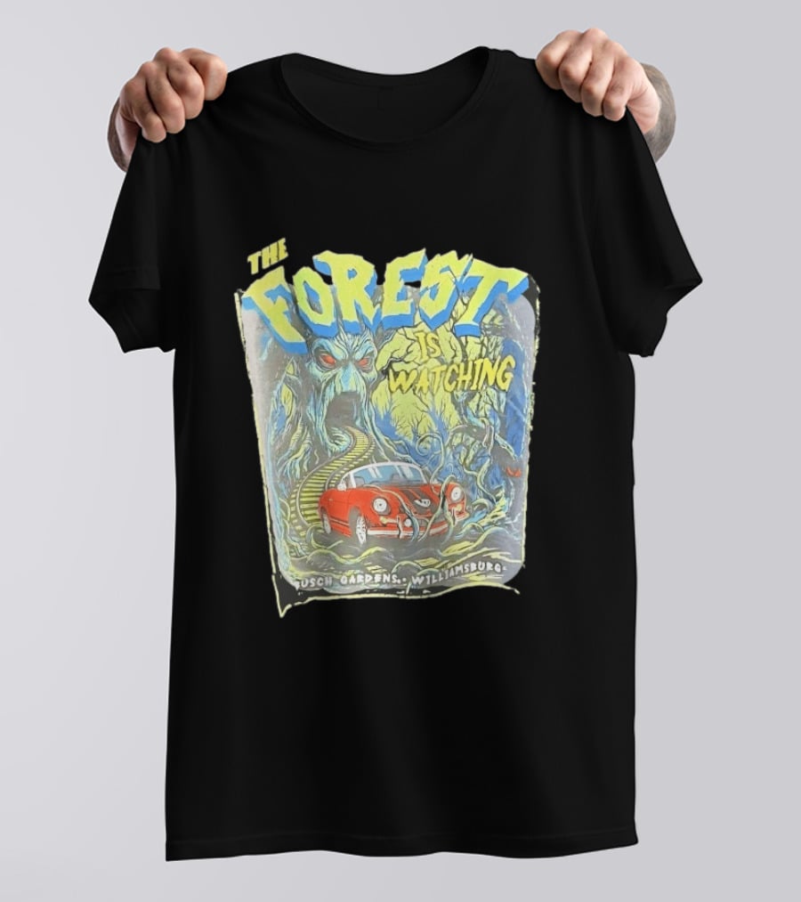 The Forest Is Ing Busch Gardens Williamsburg Red Car And Creepy Trees T-Shirt