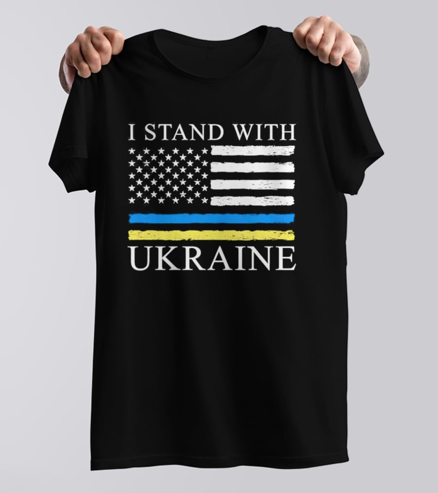 I Stand With Ukraine USA Flag Support T-Shirt