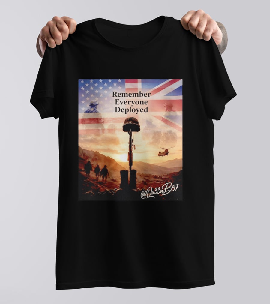 United States United Kingdom Remember Everyone Deployed Chinook Helicopter T-Shirt