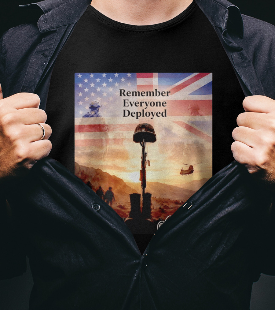United States United Kingdom Remember Everyone Deployed Chinook Helicopter T-Shirt