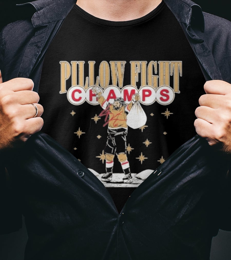 Pillow Fight Champs Vegas Hockey Celebration With Stars And Pillows T-Shirt