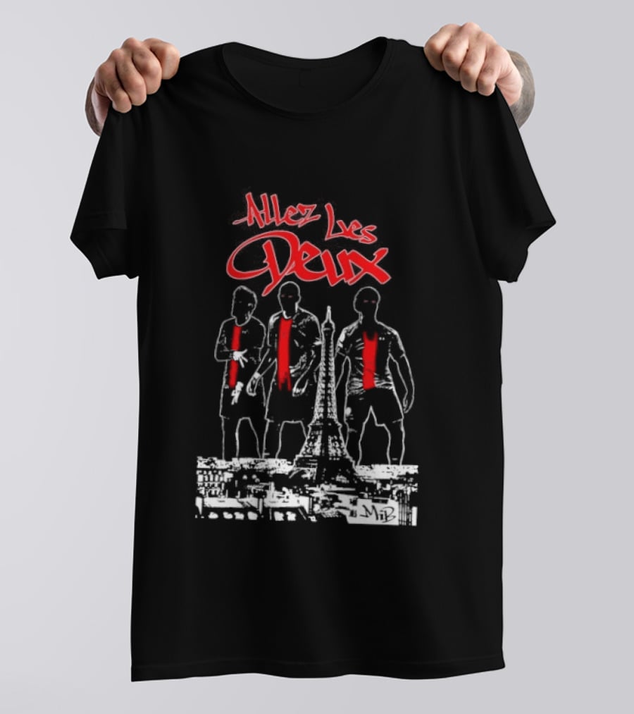 Allez Les Deux Paris Football Team Spirit Enthusiast's Red And White Players T-Shirt