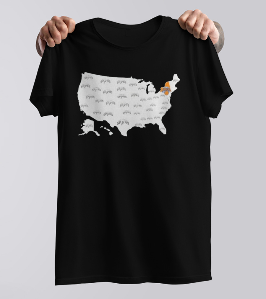 America Spurs New York Knicks US Map Basketball Team Representation T-Shirt