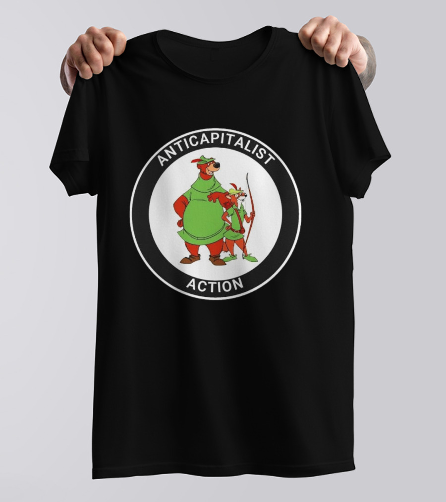 Anticapitalist Action Robin Hood Little John Circle T-Shirt