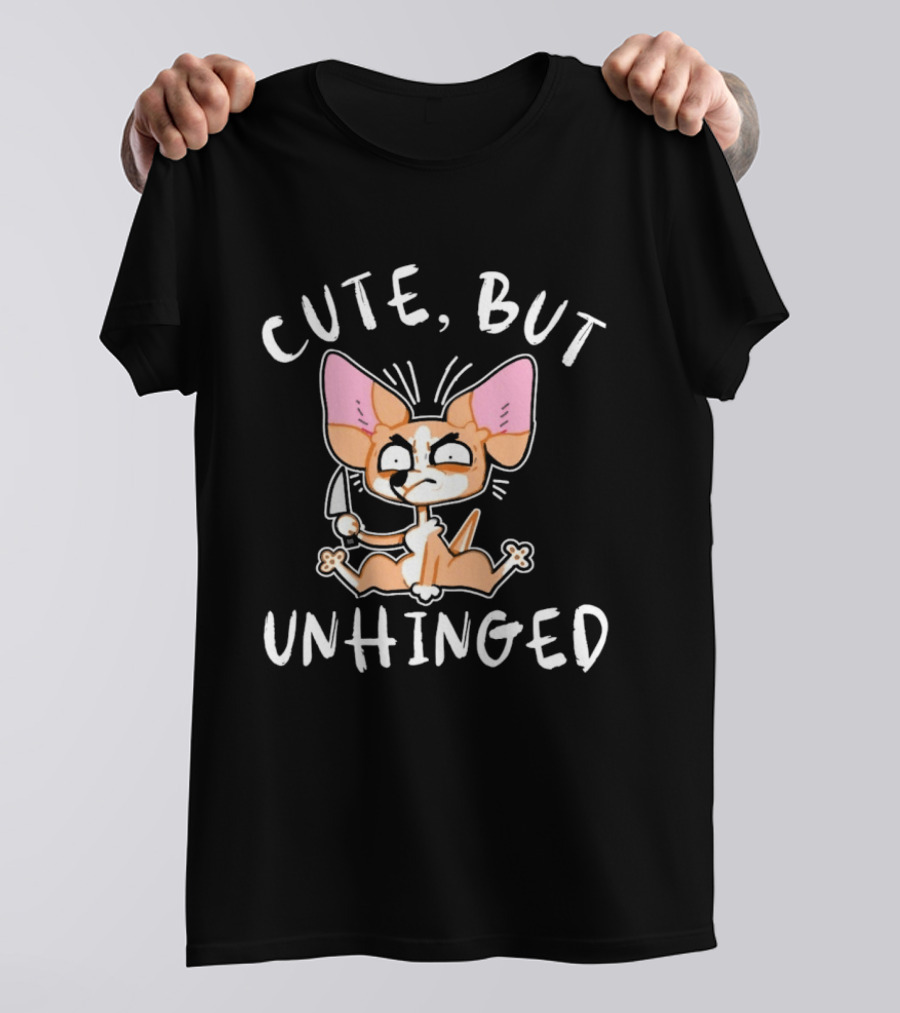 Cute But Unhinged Chihuahua Dog Cartoon Pet Humor T-Shirt