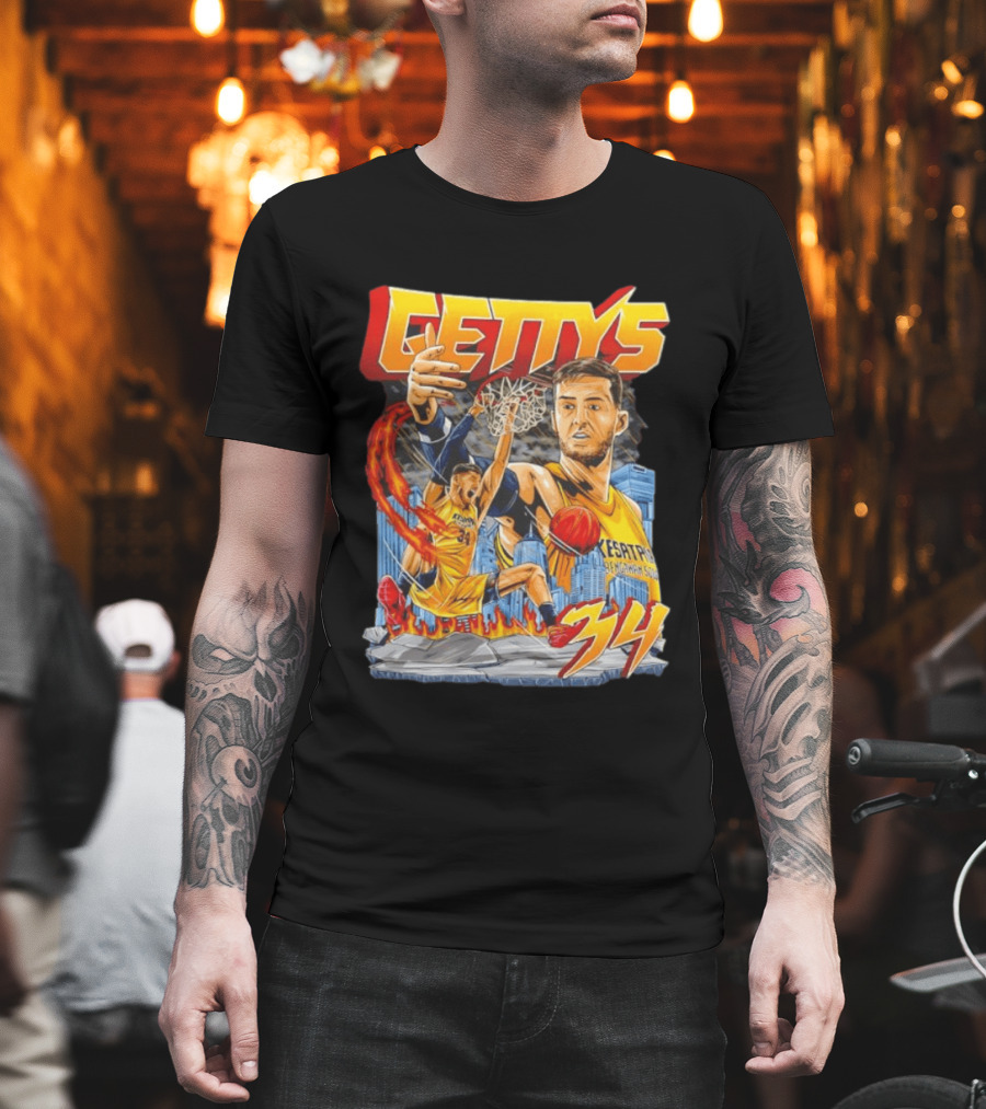 GETTYS 34 Kesatria Bengawan Solo Basketball Player Urban Slam Dunk Action T-Shirt