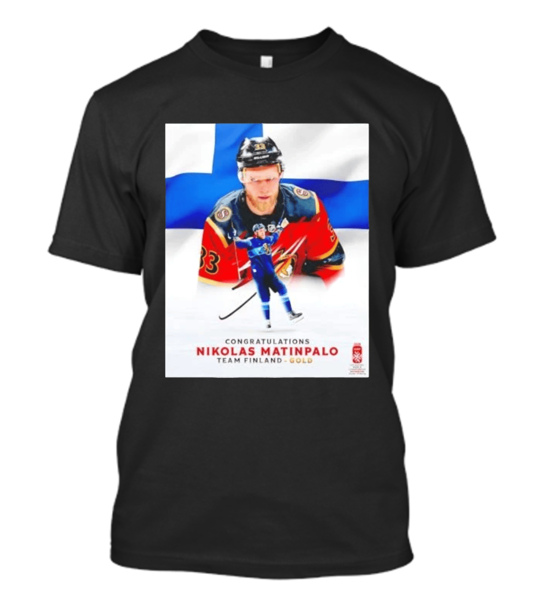 Congratulations Nikolas Matinpalo Team Finland Gold Finnish Flag Ice Hockey Celebration T-Shirt