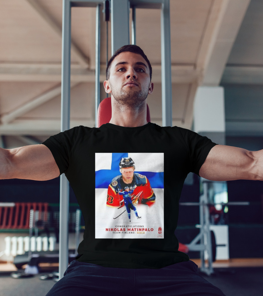 Congratulations Nikolas Matinpalo Team Finland Gold Finnish Flag Ice Hockey Celebration T-Shirt