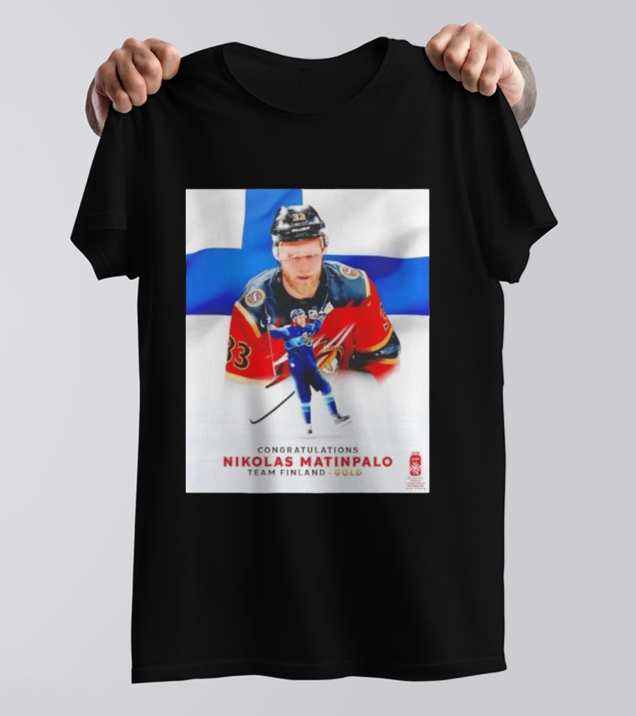 Congratulations Nikolas Matinpalo Team Finland Gold Finnish Flag Ice Hockey Celebration T-Shirt