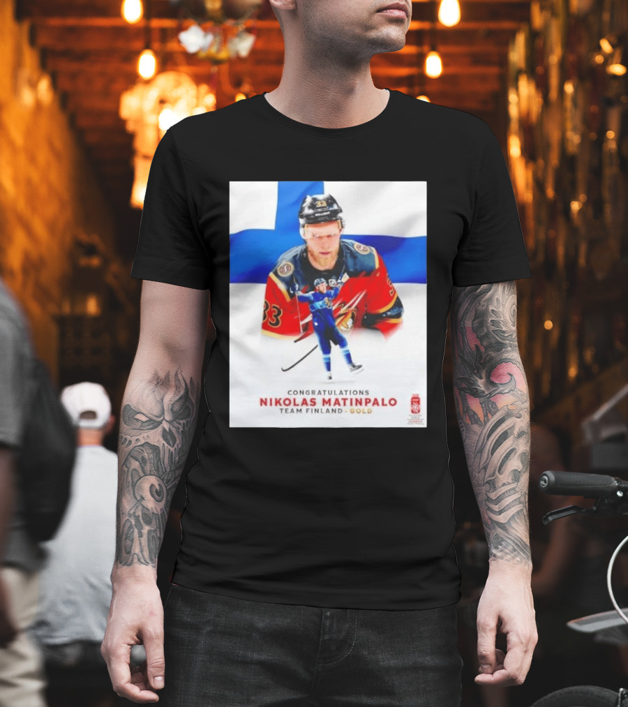 Congratulations Nikolas Matinpalo Team Finland Gold Finnish Flag Ice Hockey Celebration T-Shirt