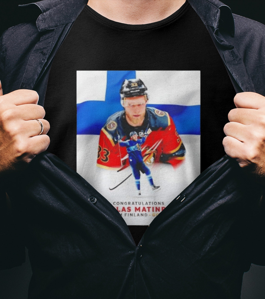 Congratulations Nikolas Matinpalo Team Finland Gold Finnish Flag Ice Hockey Celebration T-Shirt