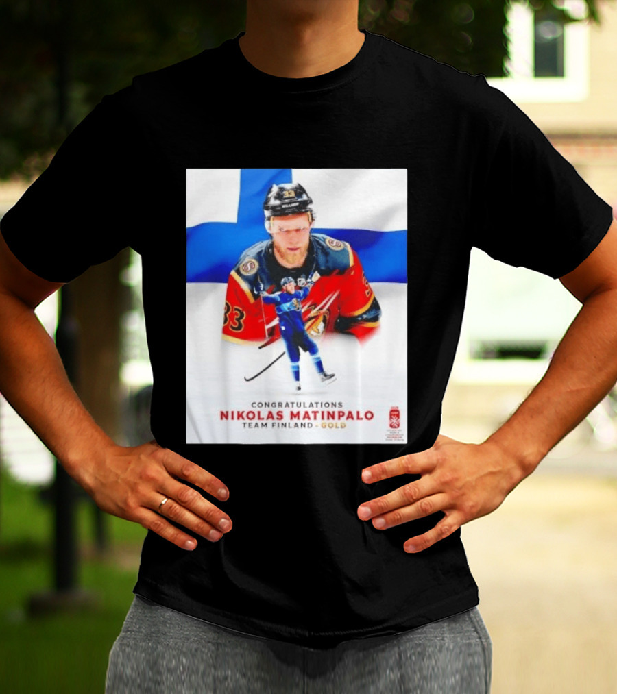 Congratulations Nikolas Matinpalo Team Finland Gold Finnish Flag Ice Hockey Celebration T-Shirt