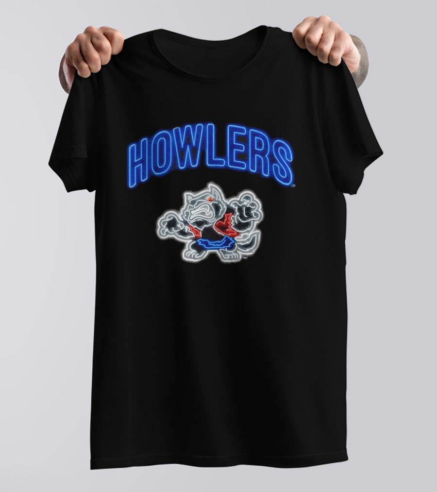 Howlers Neon Wolf Men's Animated Cartoon T-Shirt