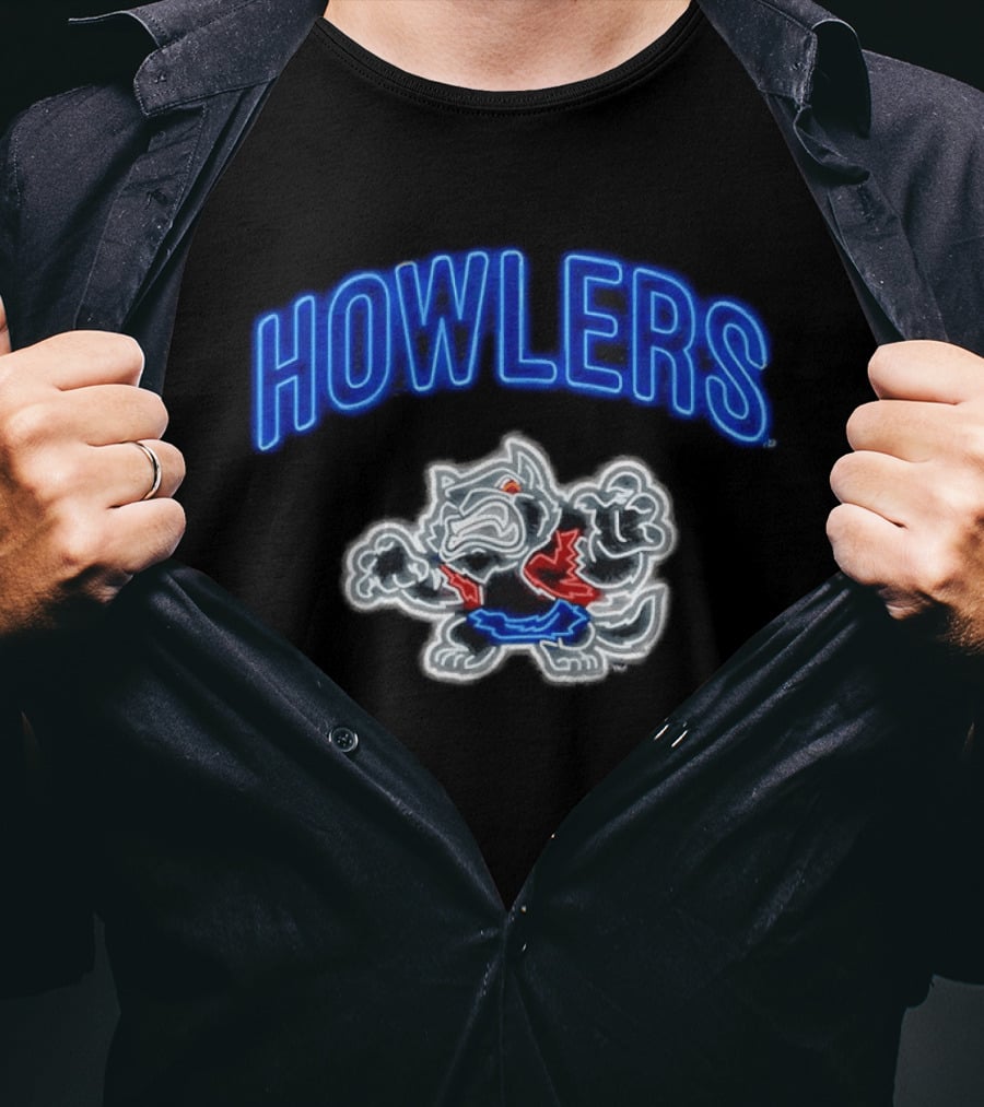 Howlers Neon Wolf Men's Animated Cartoon T-Shirt