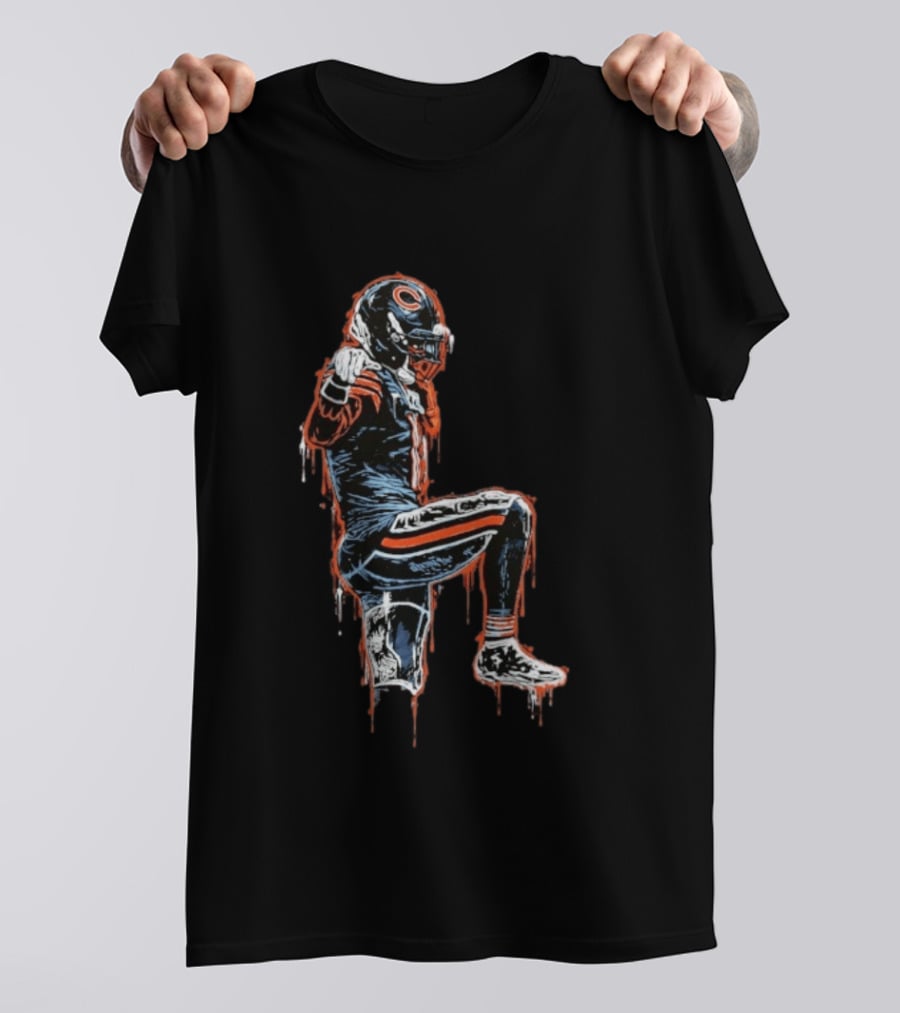 DC4L Custom Crane Stance Kneeling Football Player Streaking Drips T-Shirt