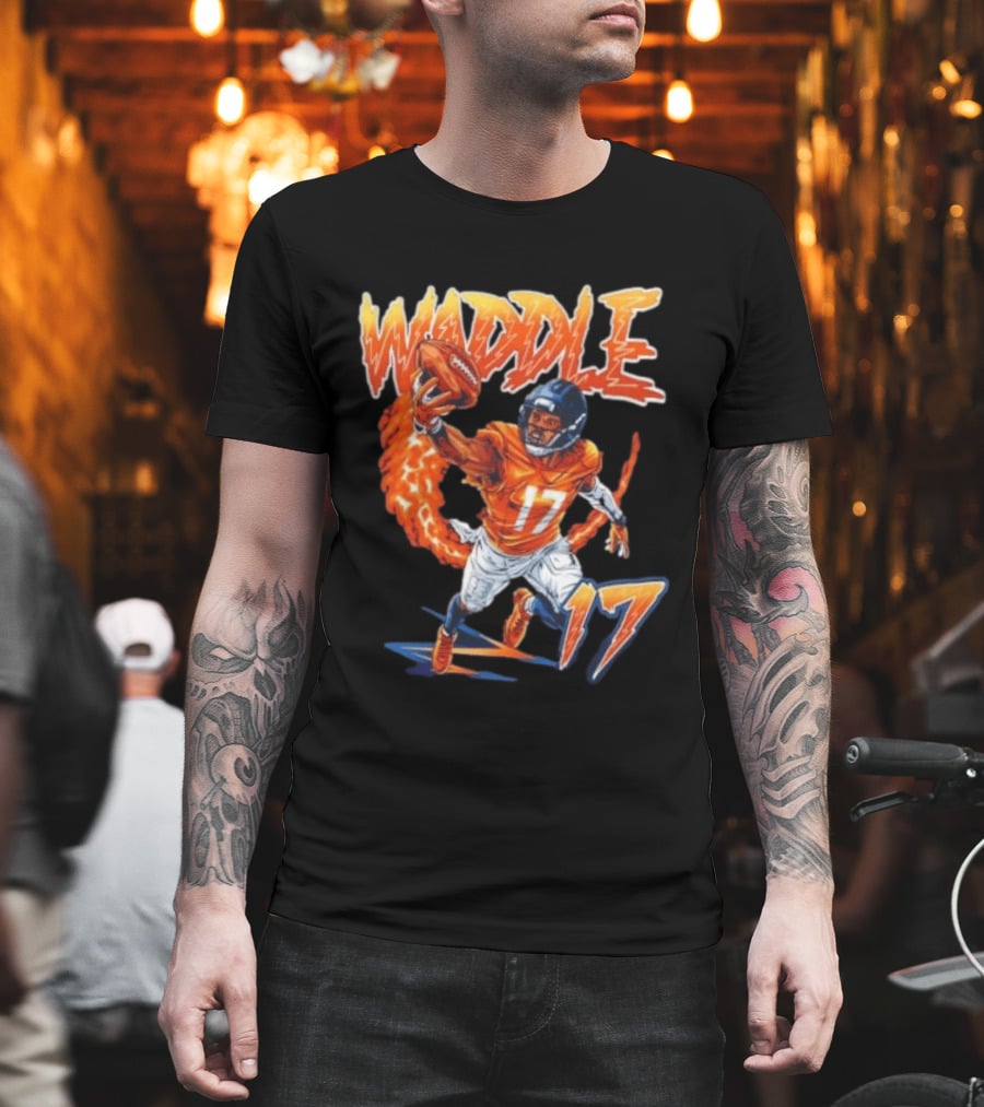Waddle 17 Football Catch Orange And Blue Player T-Shirt
