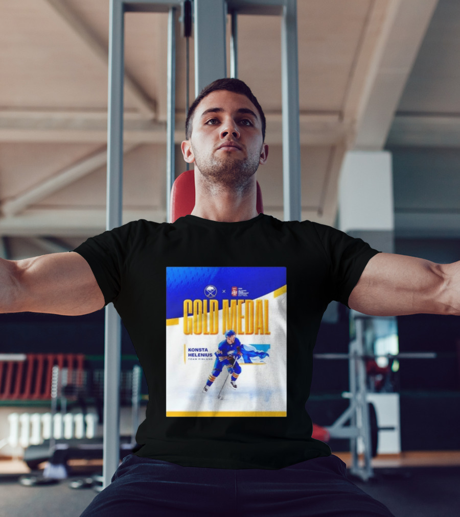 Konsta Helenius Team Finland 2023 Gold Medal Hockey T-Shirt