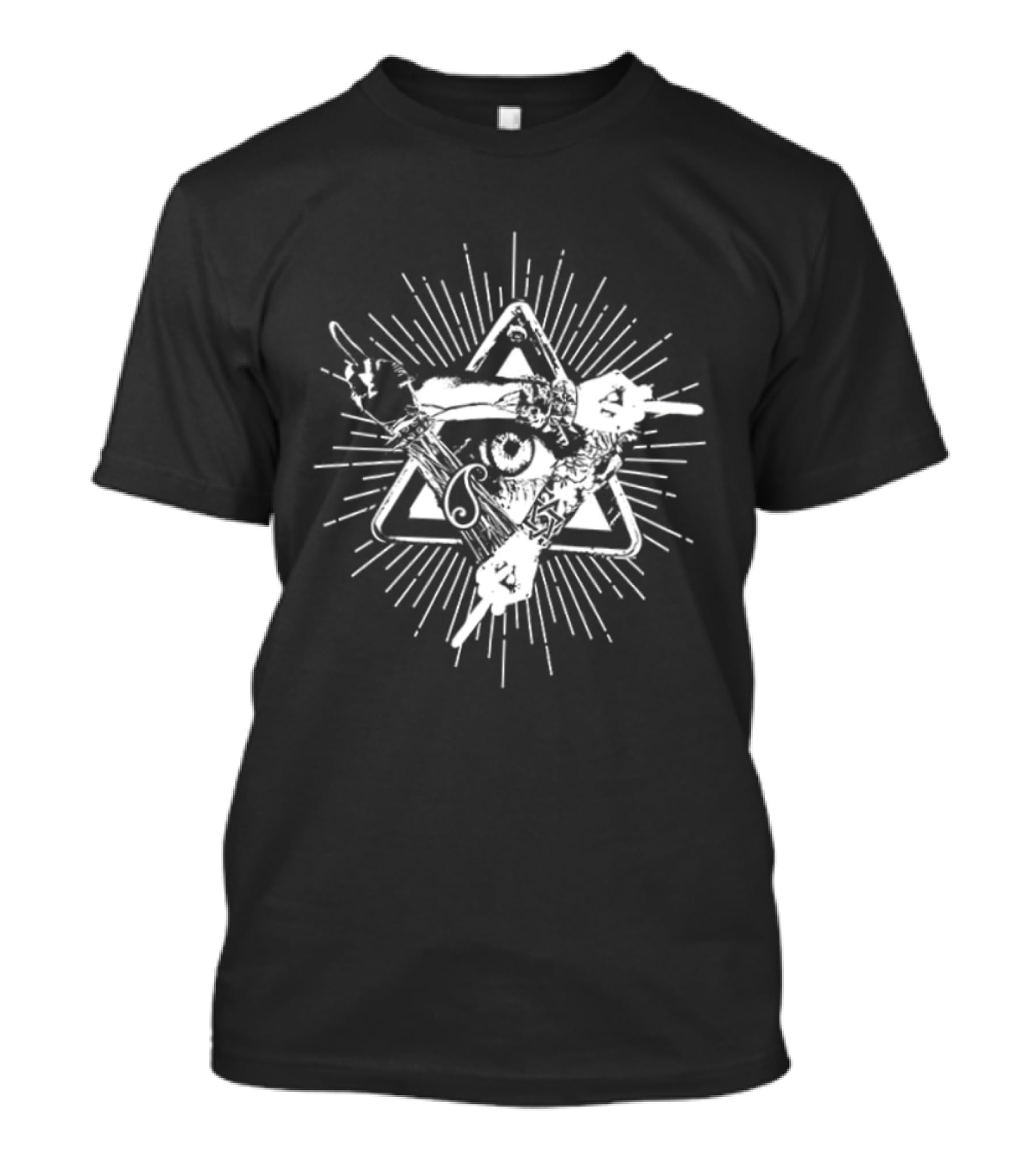 Invisible All Seeing Eye Illuminati Pyramid With Radiant Angel Amidst Stars And Numbers 369 Symbolism T-Shirt