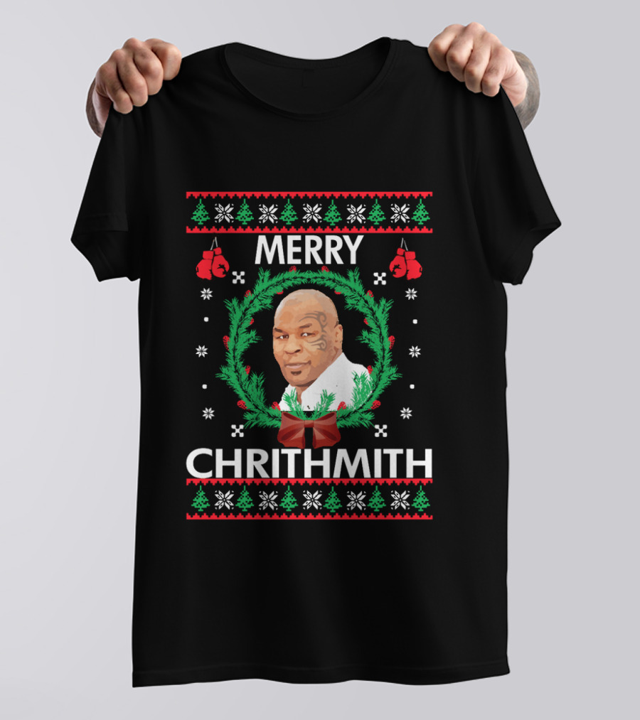 Merry Chrithmith Boxing Gloves Wreath Holiday T-Shirt