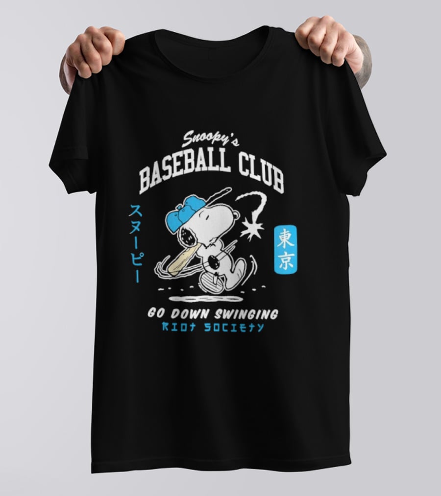 Snoopy Baseball Club Tokyo Go Down Swinging Riot Society T-Shirt