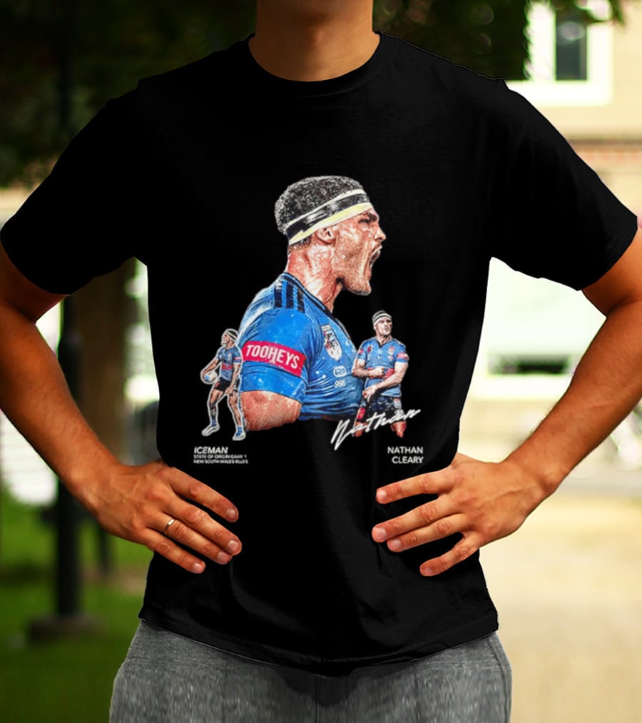 Tooheys Nathan Cleary NSW Blues Rugby Player Collage T-Shirt